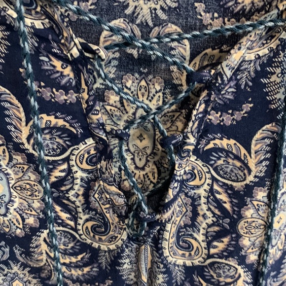 Max Studio Blue Pink White Boho Print Tunic Top - Picture 5 of 10